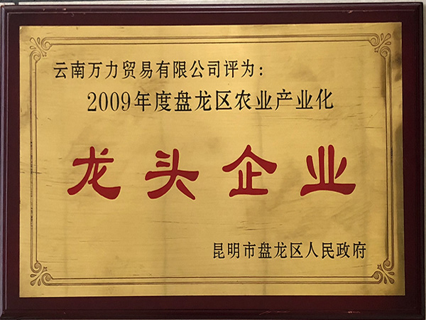 万力贸易荣获2009年度龙区农业产业化龙头企业