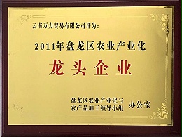 万力贸易荣获2011年度盘龙区农业产业化龙头企业