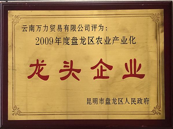 万力贸易荣获2009年度龙区农业产业化龙头企业